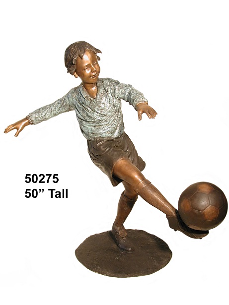 Bronze Boy Kicking a Soccer Goal Bronze Boy Kicking a Soccer Goal
